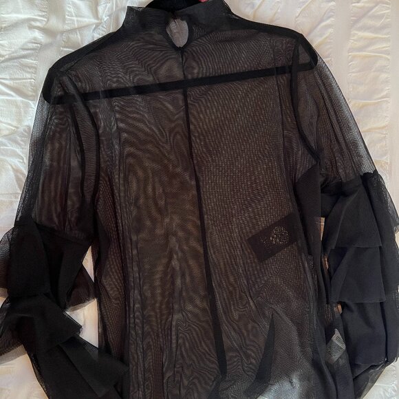 NWT Vince Camuto Black Sheet Top with Tiered Sleeve, Size XL - Picture 1 of 5